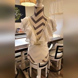 FOREVER 21 NWT KNIT THONG BODYSUIT CREAM SIZE MEDIUM